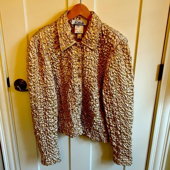 Fancy Champagne Joseph Ribkoff Size 12 Ruffle Jacket - Picture 1 of 4